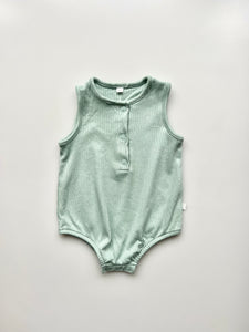 Mori Teal Ribbed Romper 0-3 Months