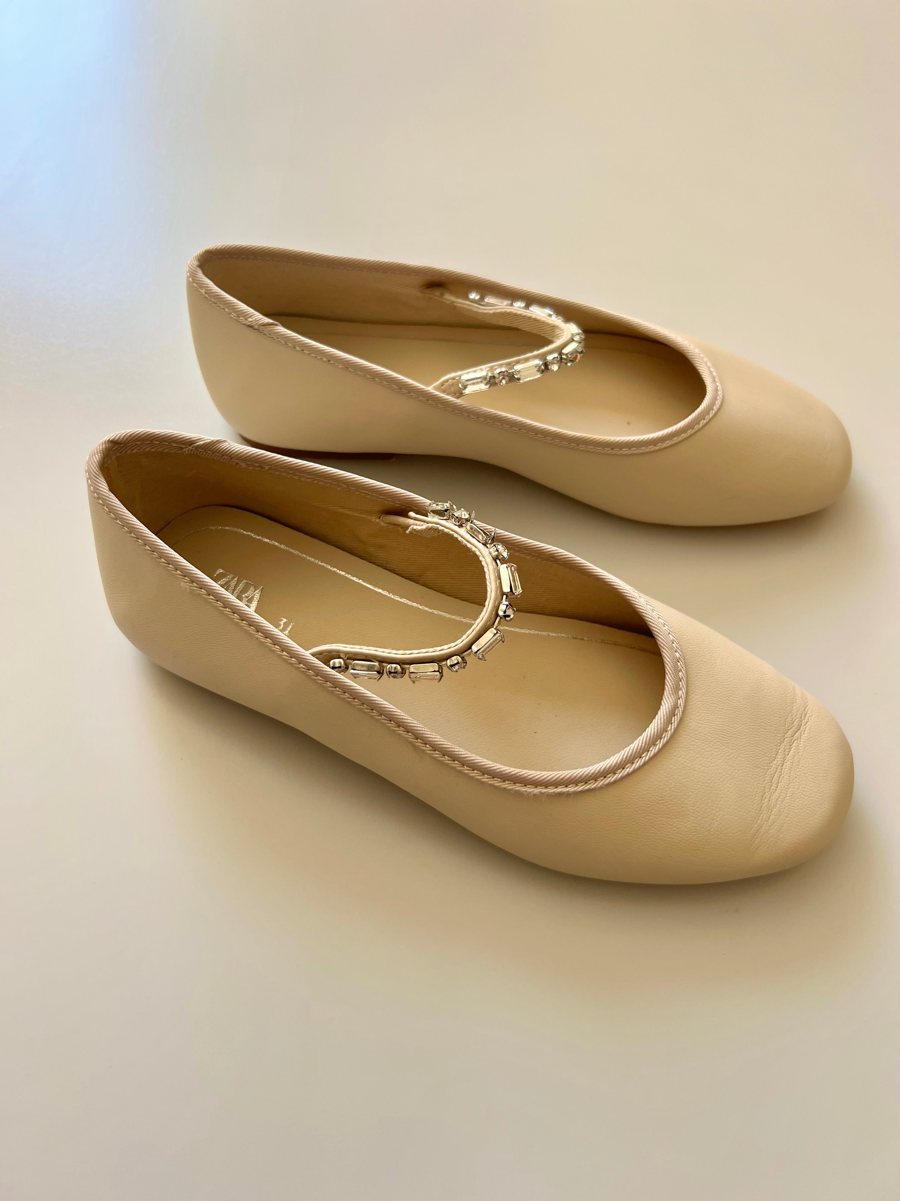 Zara Diamante Ballet Flats Size 31