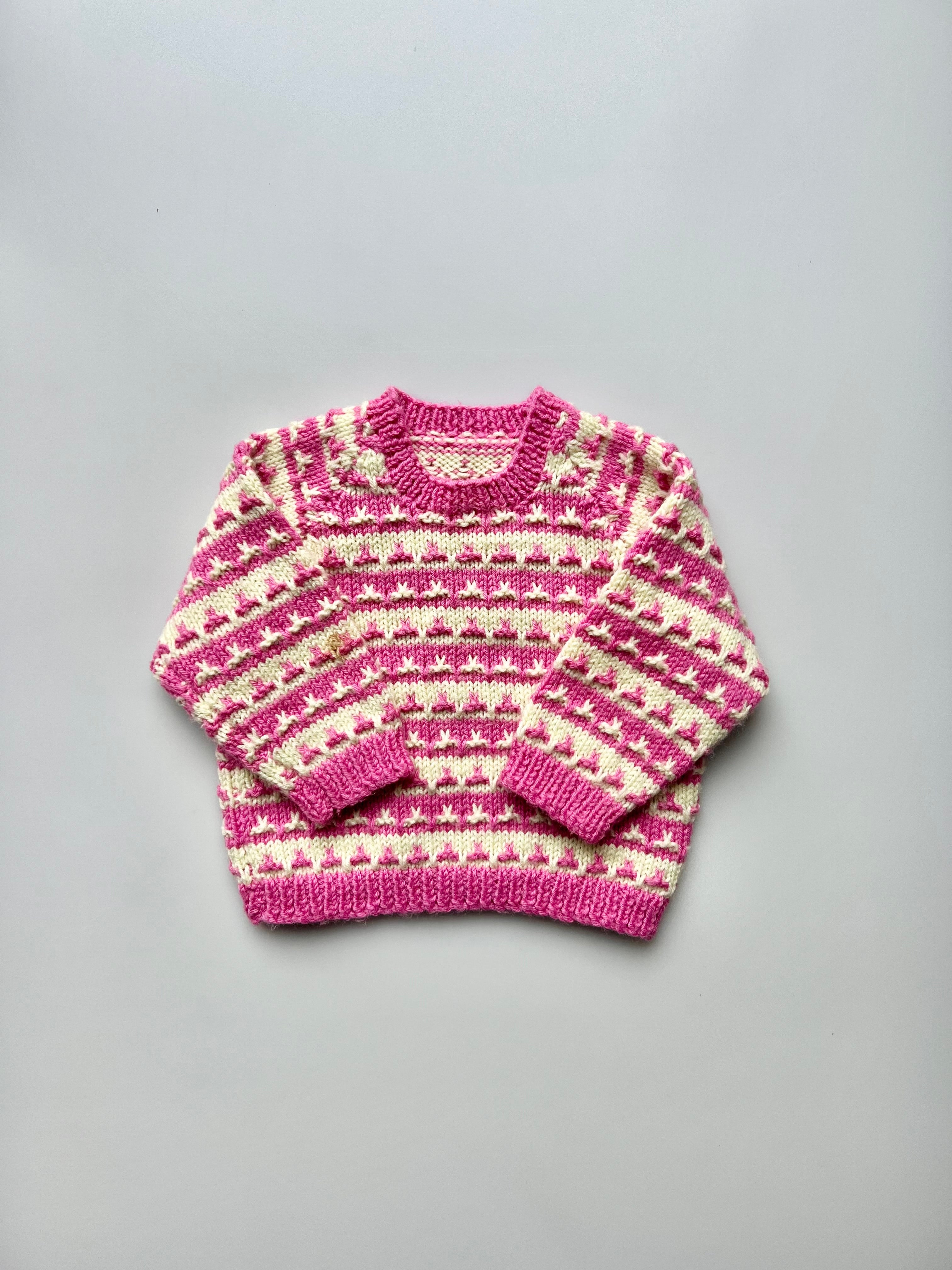 Hand Knitted Strawberries & Cream Jumper 6-9 Months