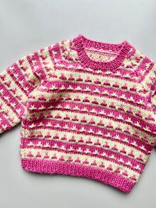 Hand Knitted Strawberries & Cream Jumper 6-9 Months