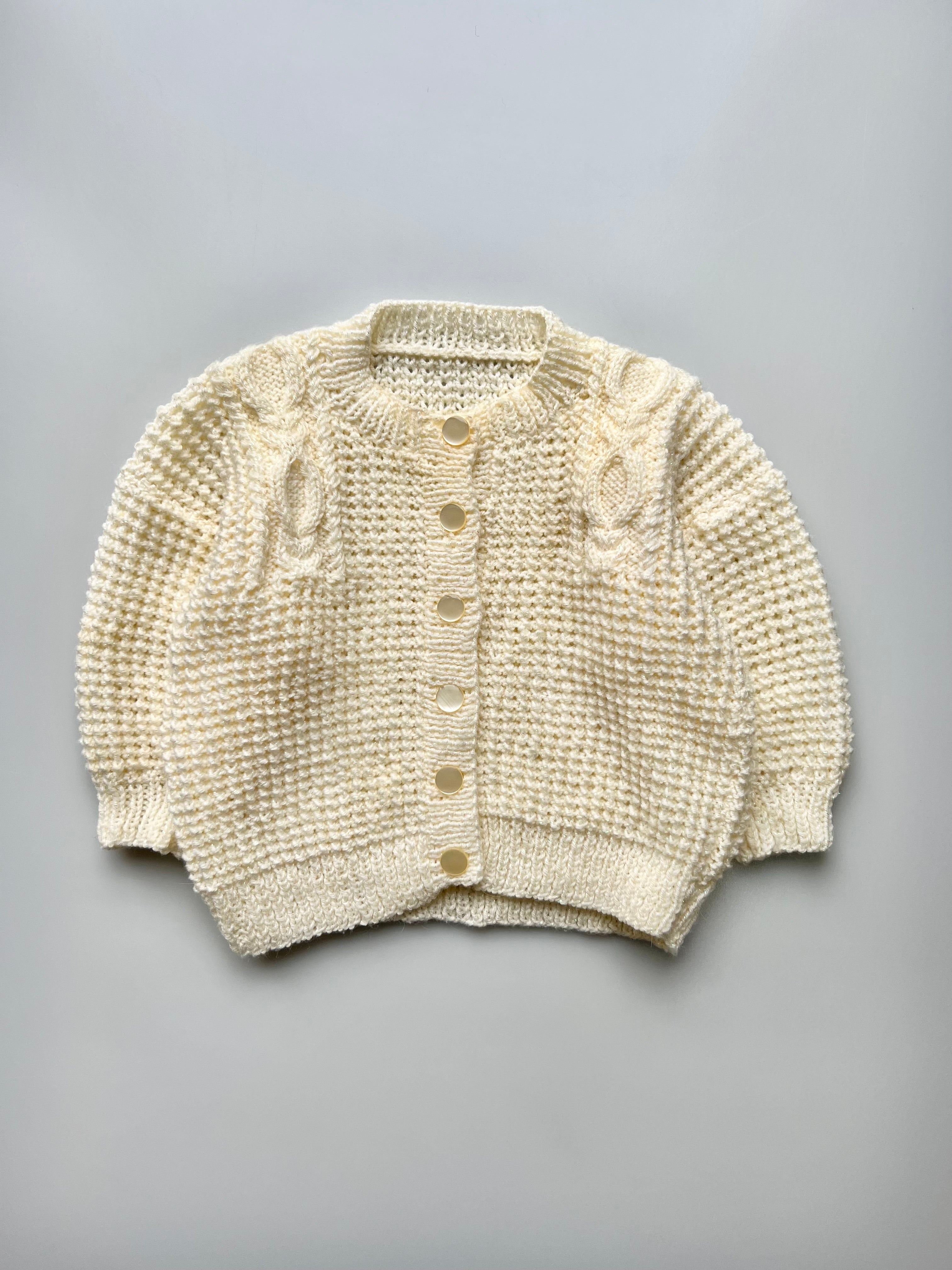 Hand Knitted Sparkle Yarn Cardigan Age 2-3