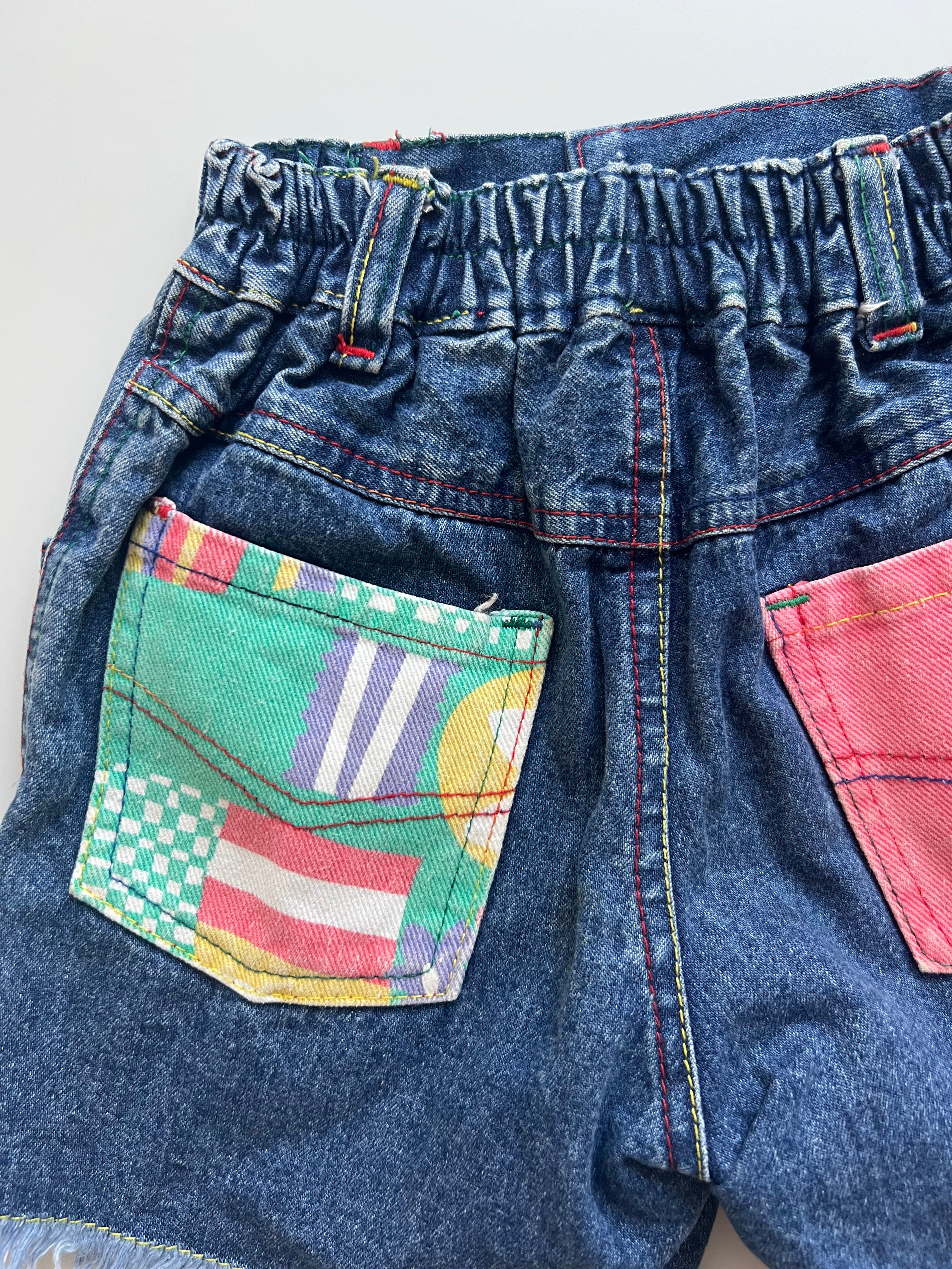 Vintage Cut Off Denim Shorts With Patches Age 5