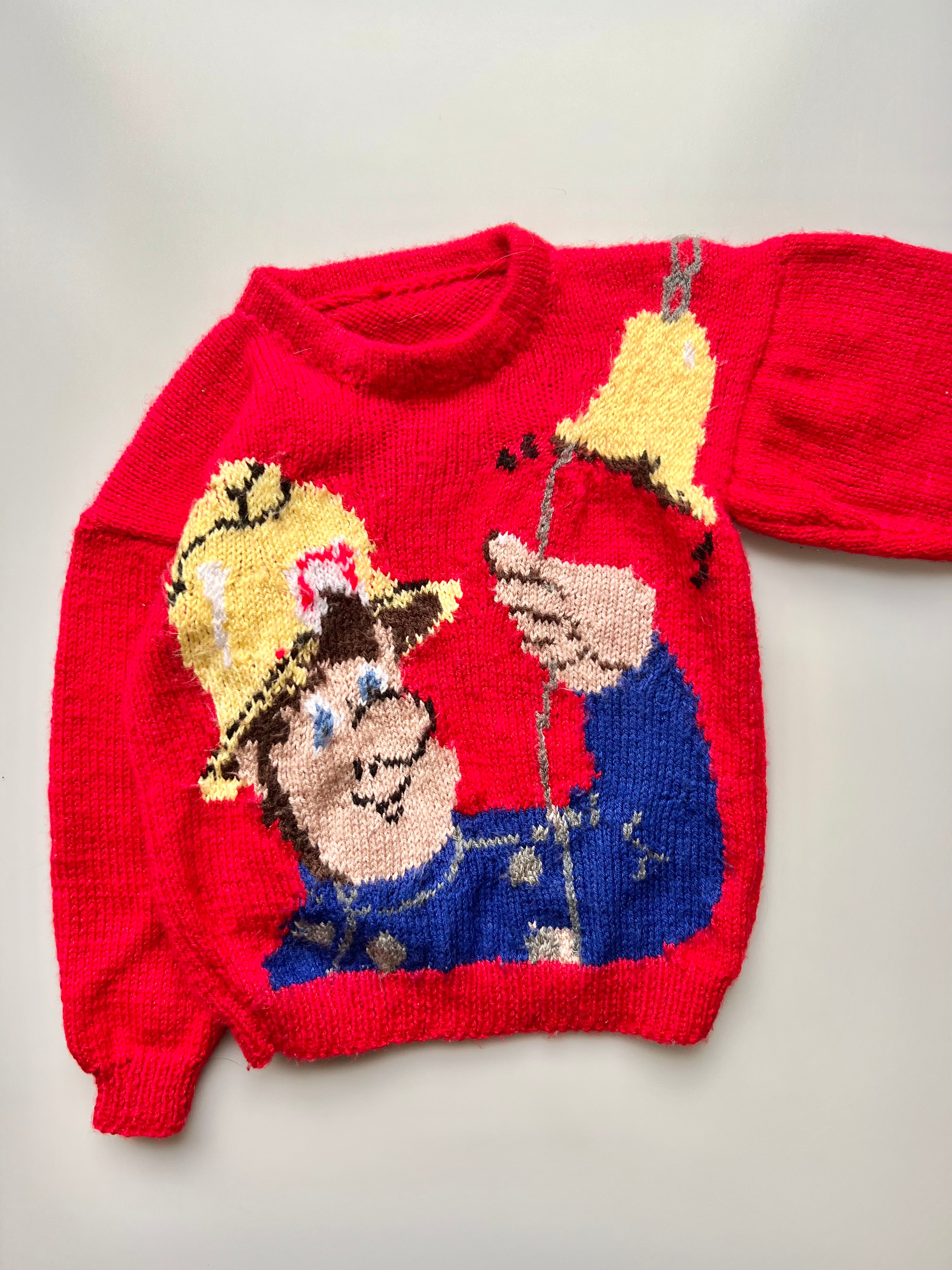 Hand Knitted Fireman Sam Jumper Age 5