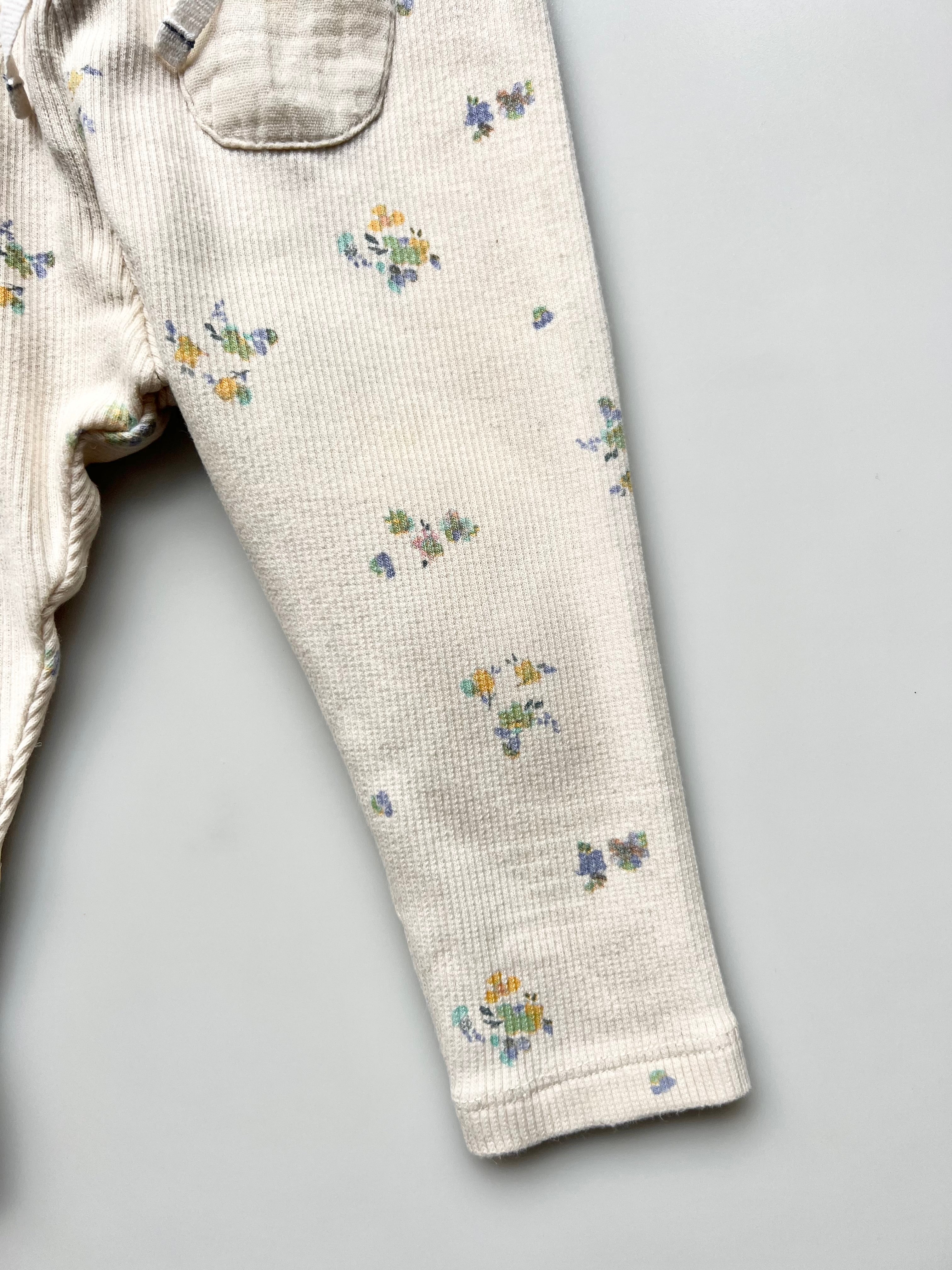 Zara Floral Ribbed Leggings 6-9 Months