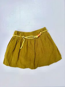 Zara 100% Linen Skirt With Beaded Belt Age 7-9