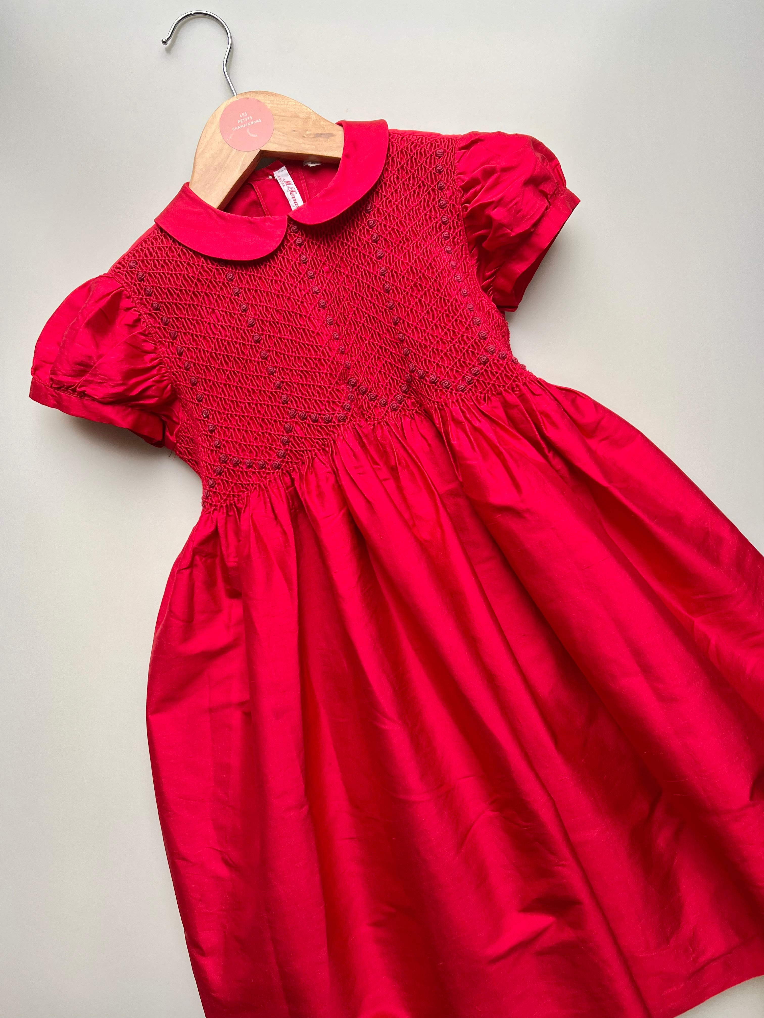 Traditional Hand Made Heirloom Silk Christmas Dress Age 4