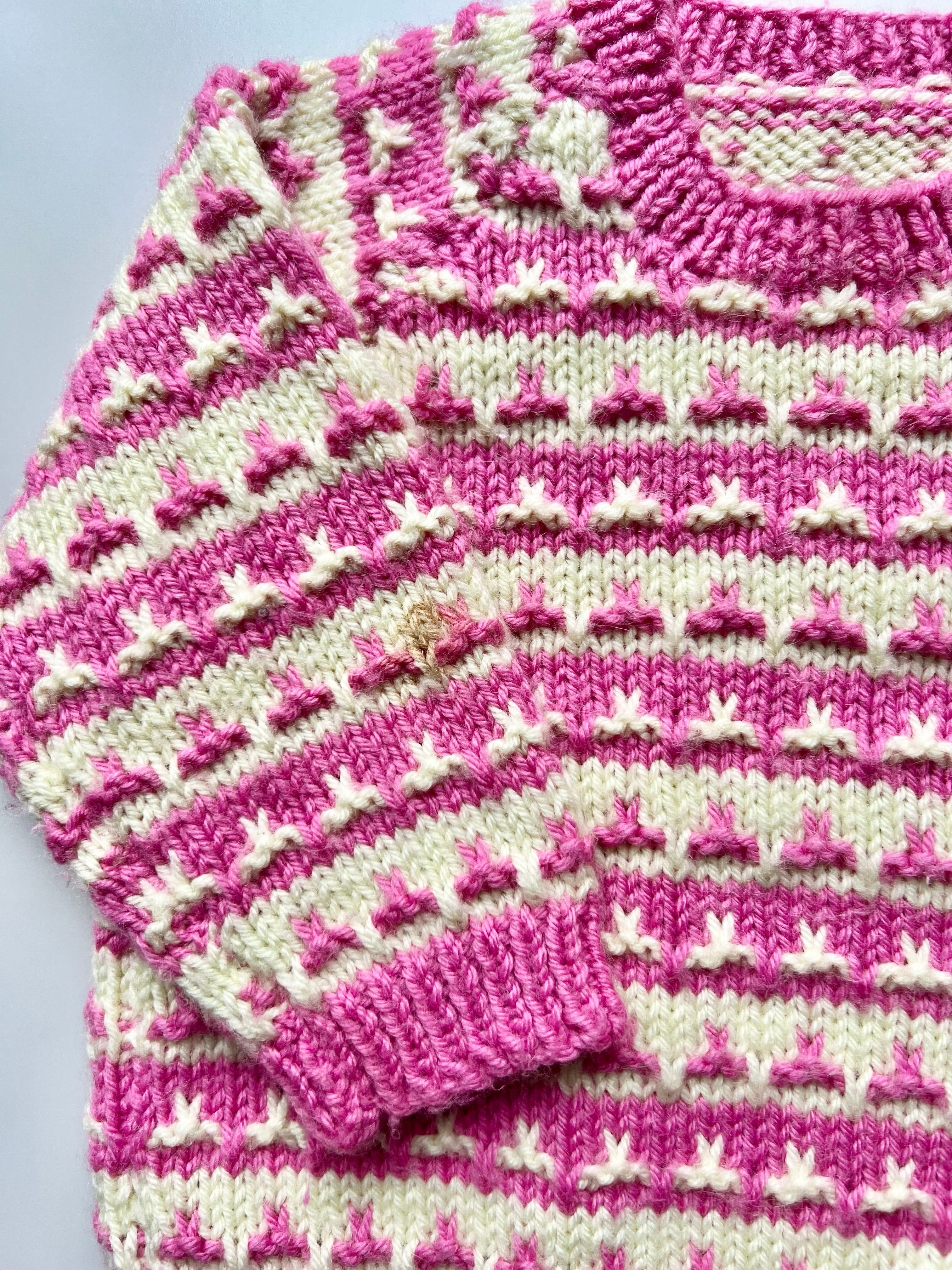 Hand Knitted Strawberries & Cream Jumper 6-9 Months