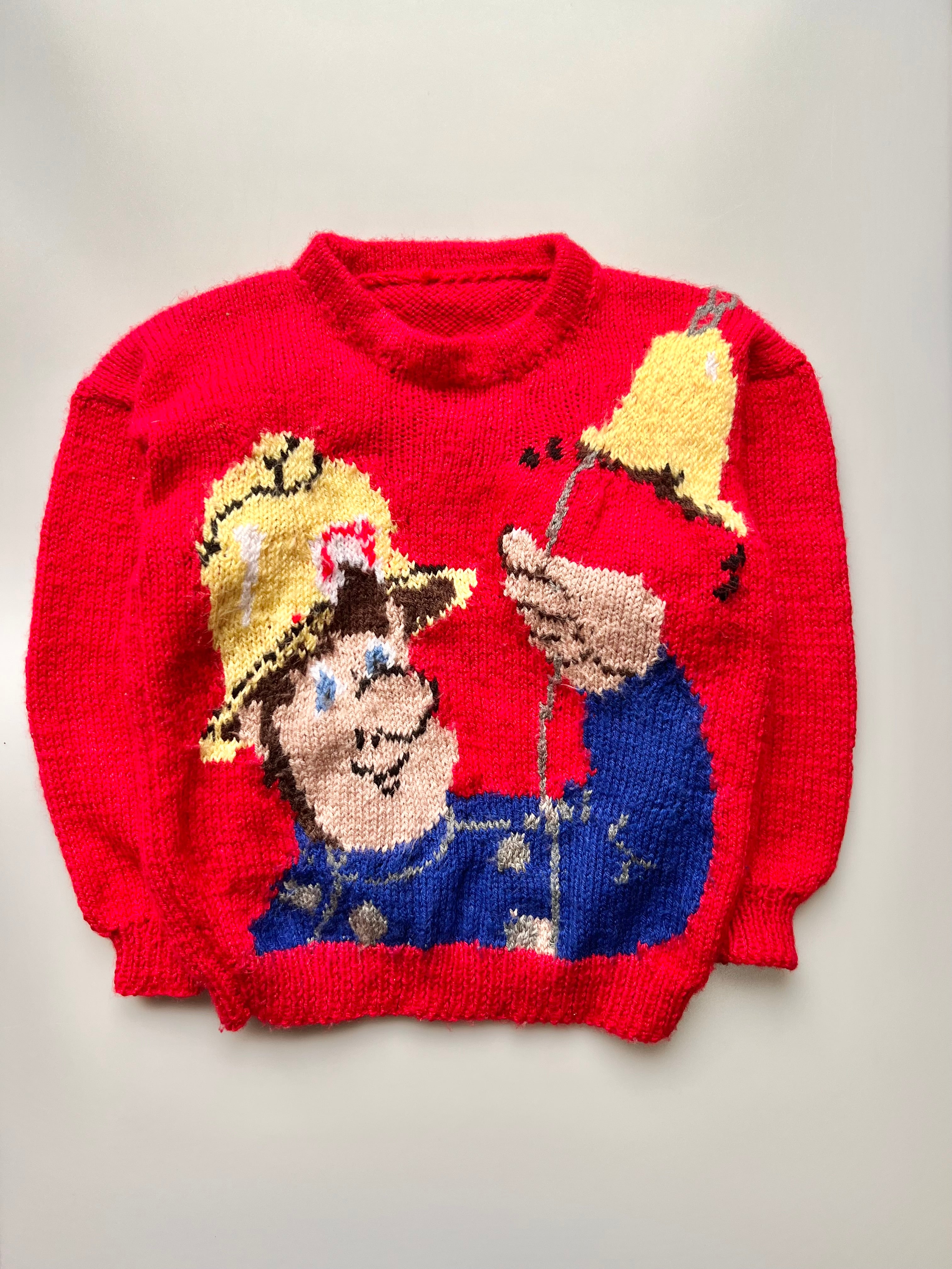 Hand Knitted Fireman Sam Jumper Age 5