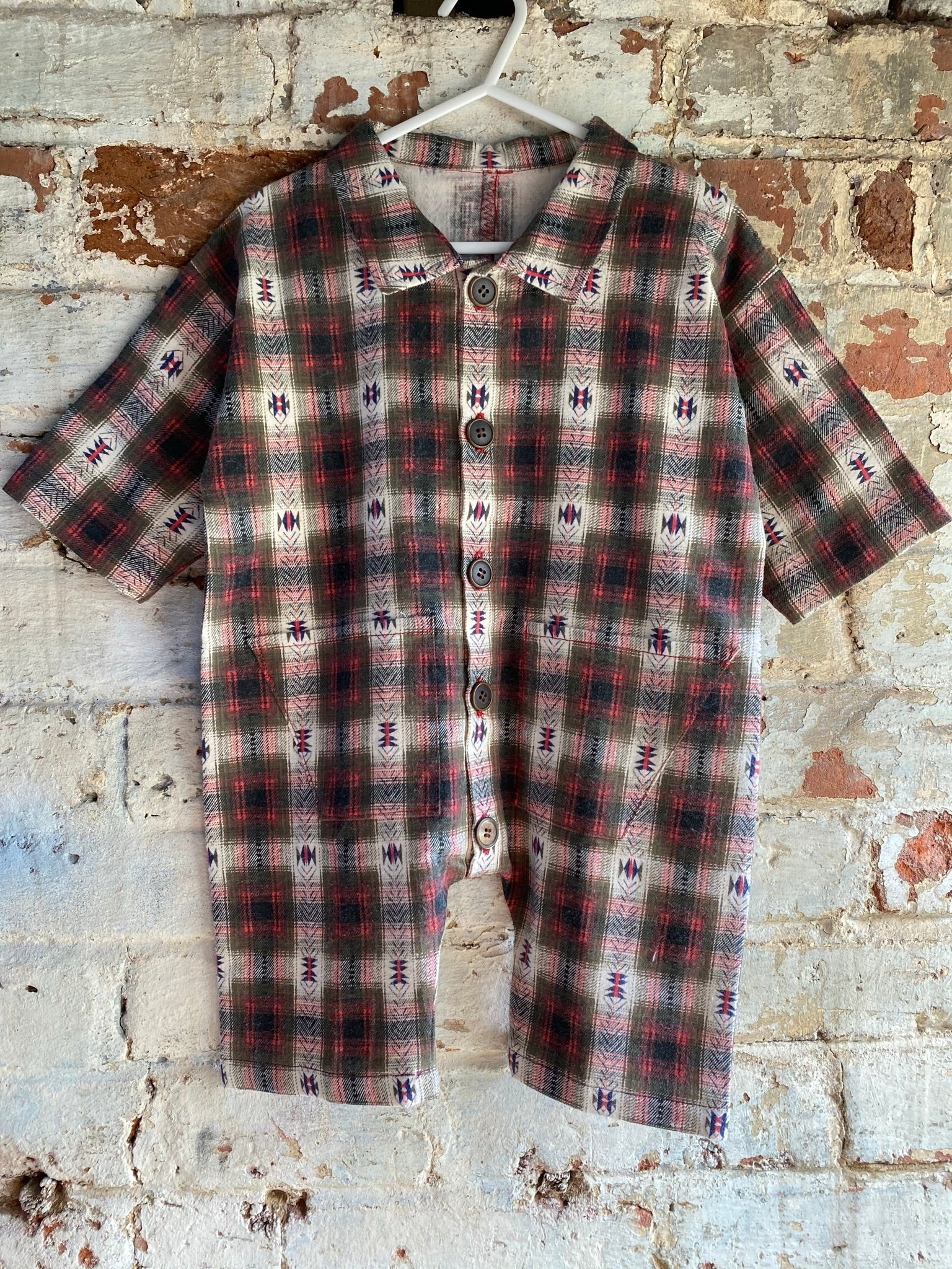 Handmade By Alison x Les Petits Champignons Boiler Suit Aztec 6-9 months