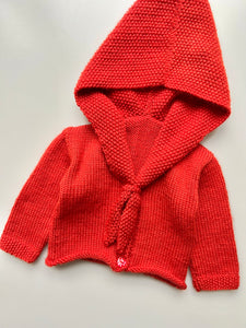 Hand Knitted Hooded Scarf Cardigan 3-6 Months