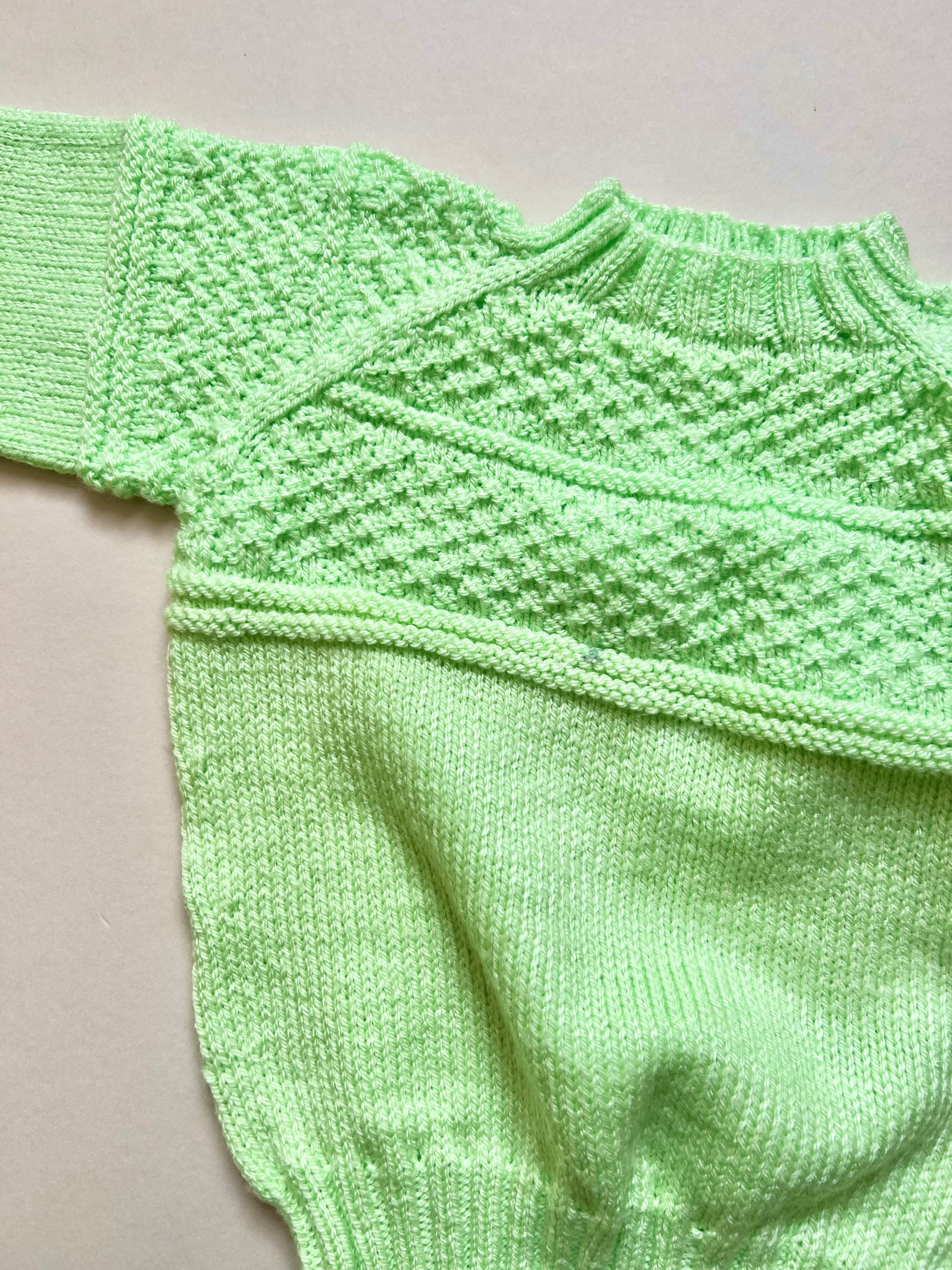 Hand Knitted Sorbet Green Jumper Age 3