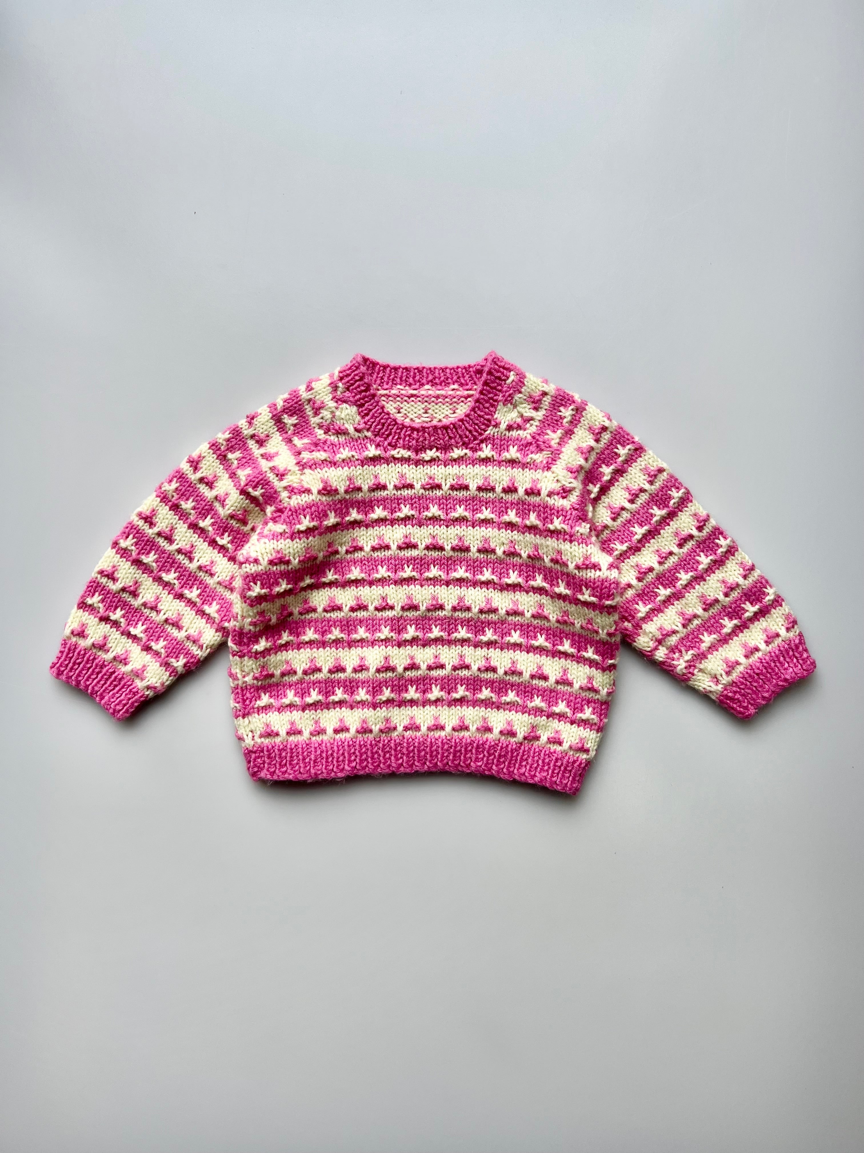 Hand Knitted Strawberries & Cream Jumper 6-9 Months