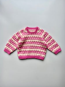 Hand Knitted Strawberries & Cream Jumper 6-9 Months