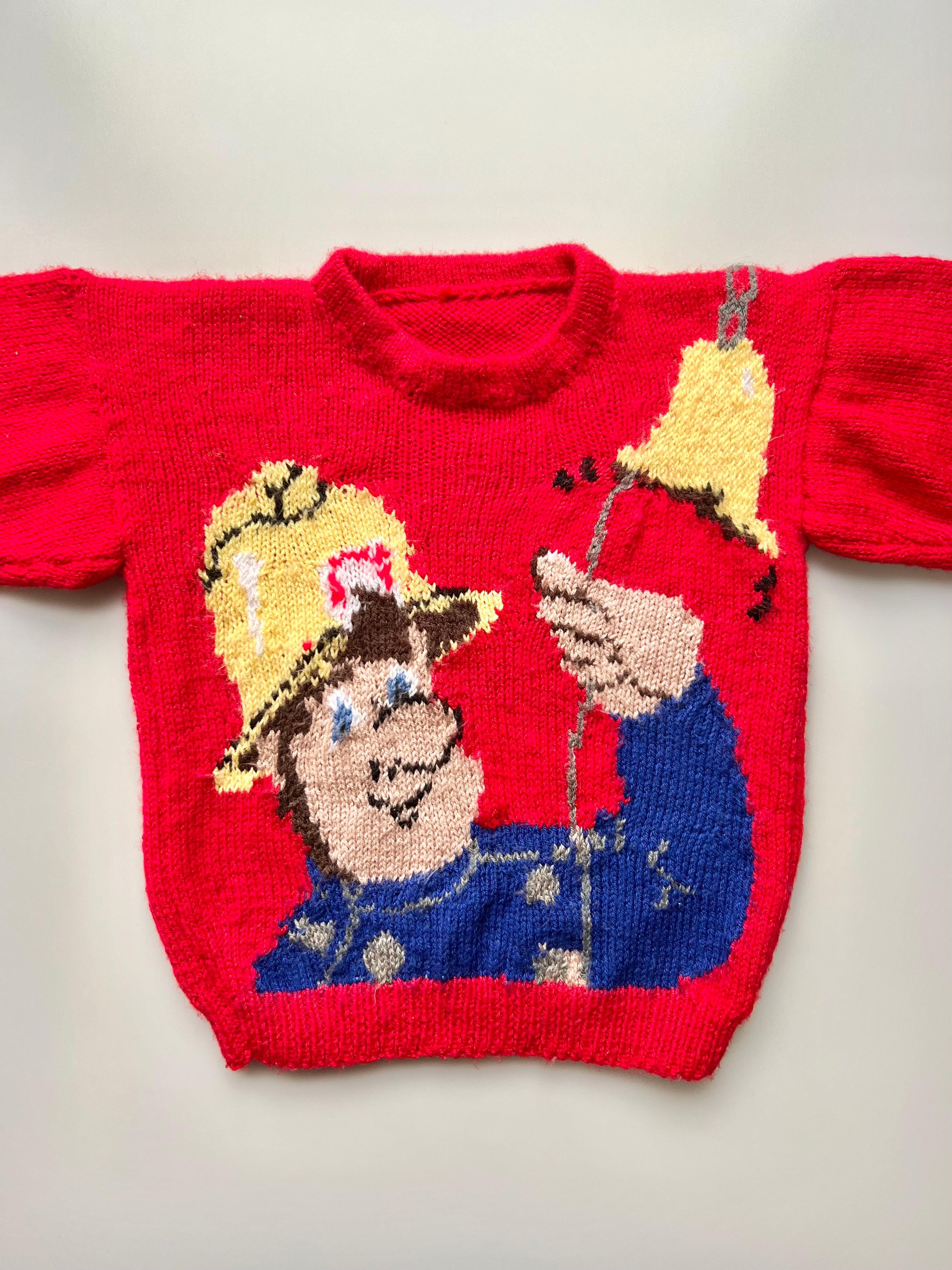 Hand Knitted Fireman Sam Jumper Age 5