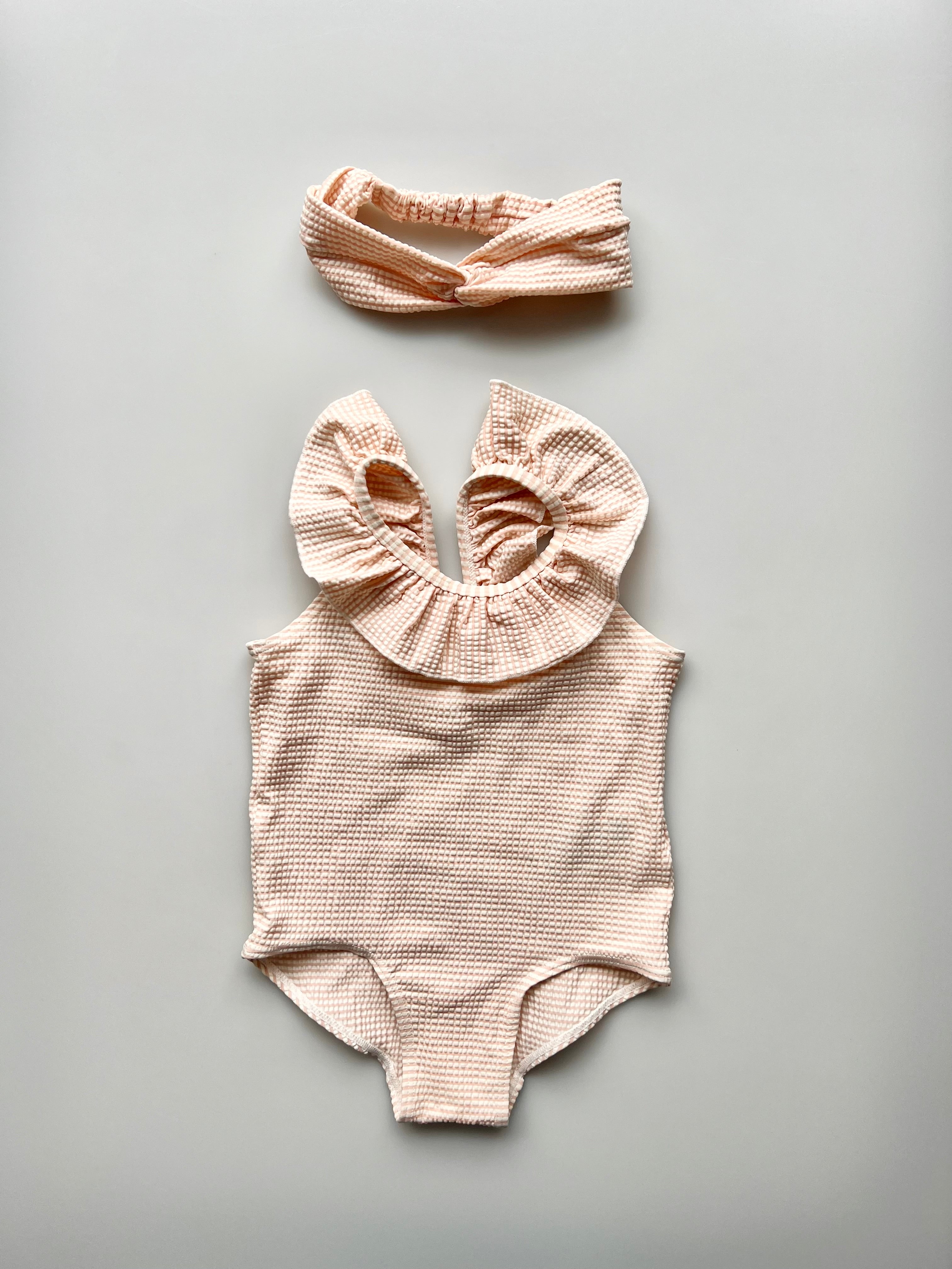 H&M Textured Swimsuit With Headband  18-24 Months