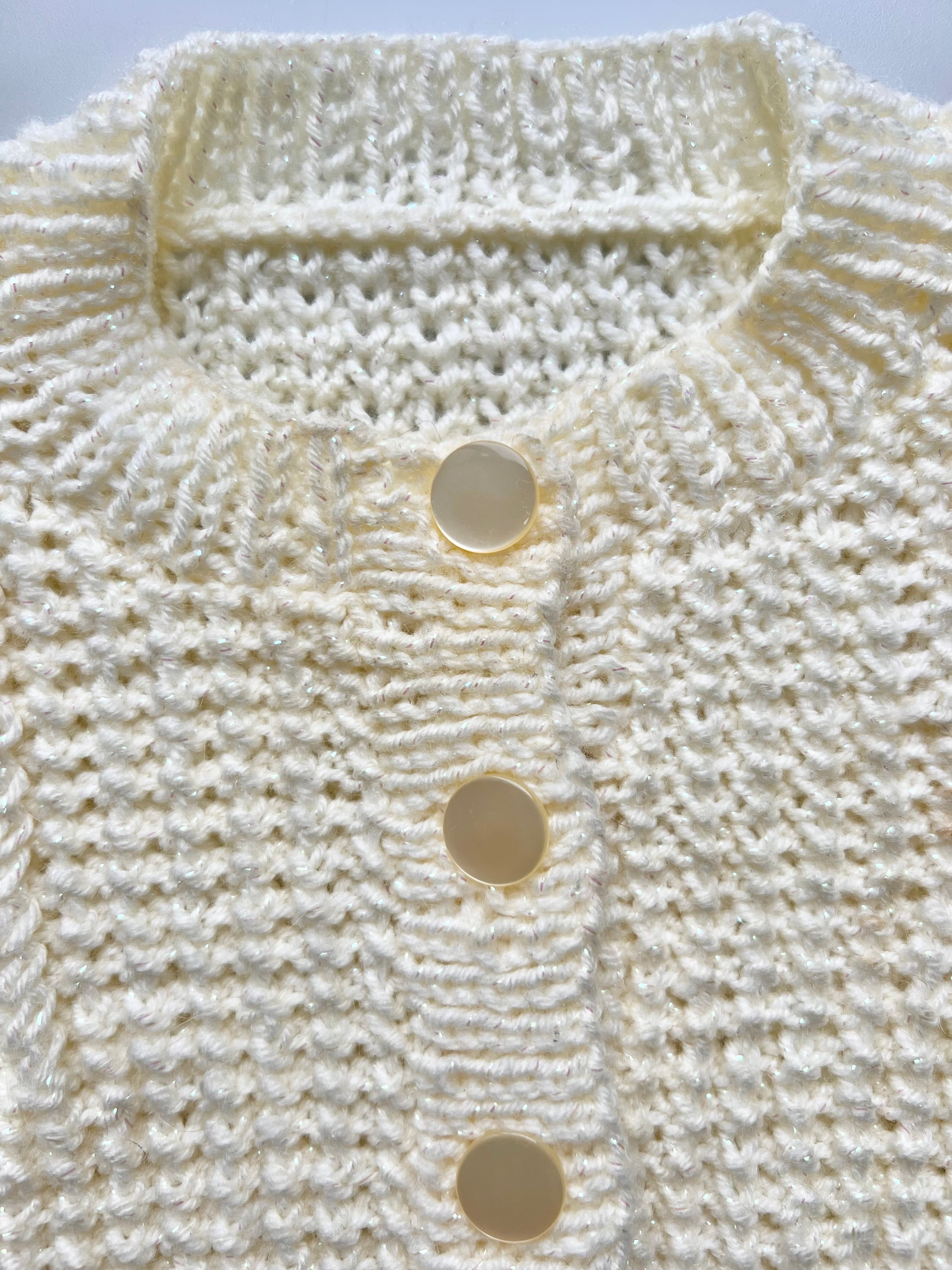 Hand Knitted Sparkle Yarn Cardigan Age 2-3