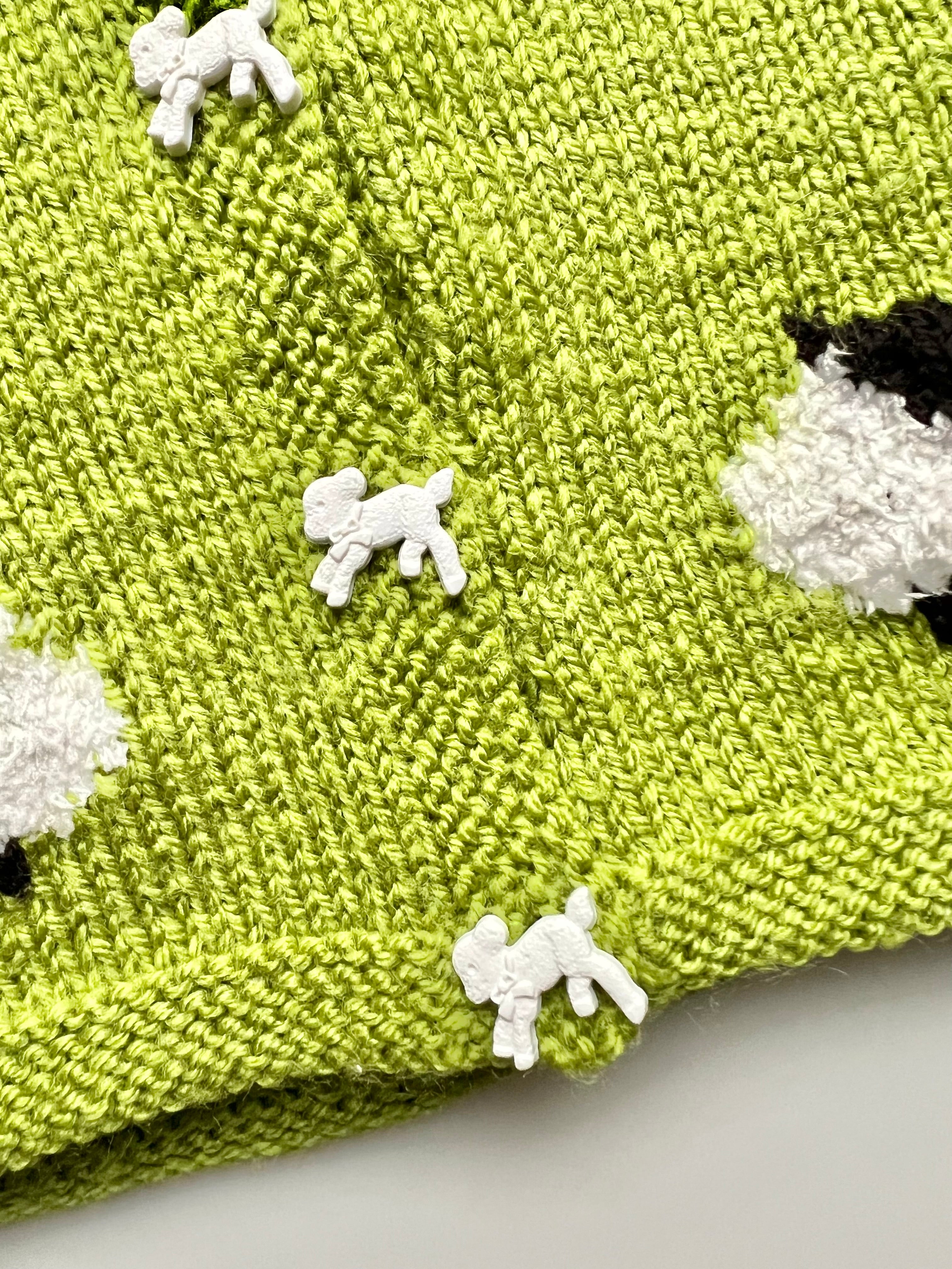 Hand Knitted Green Sheep Cardigan 2-4 Months