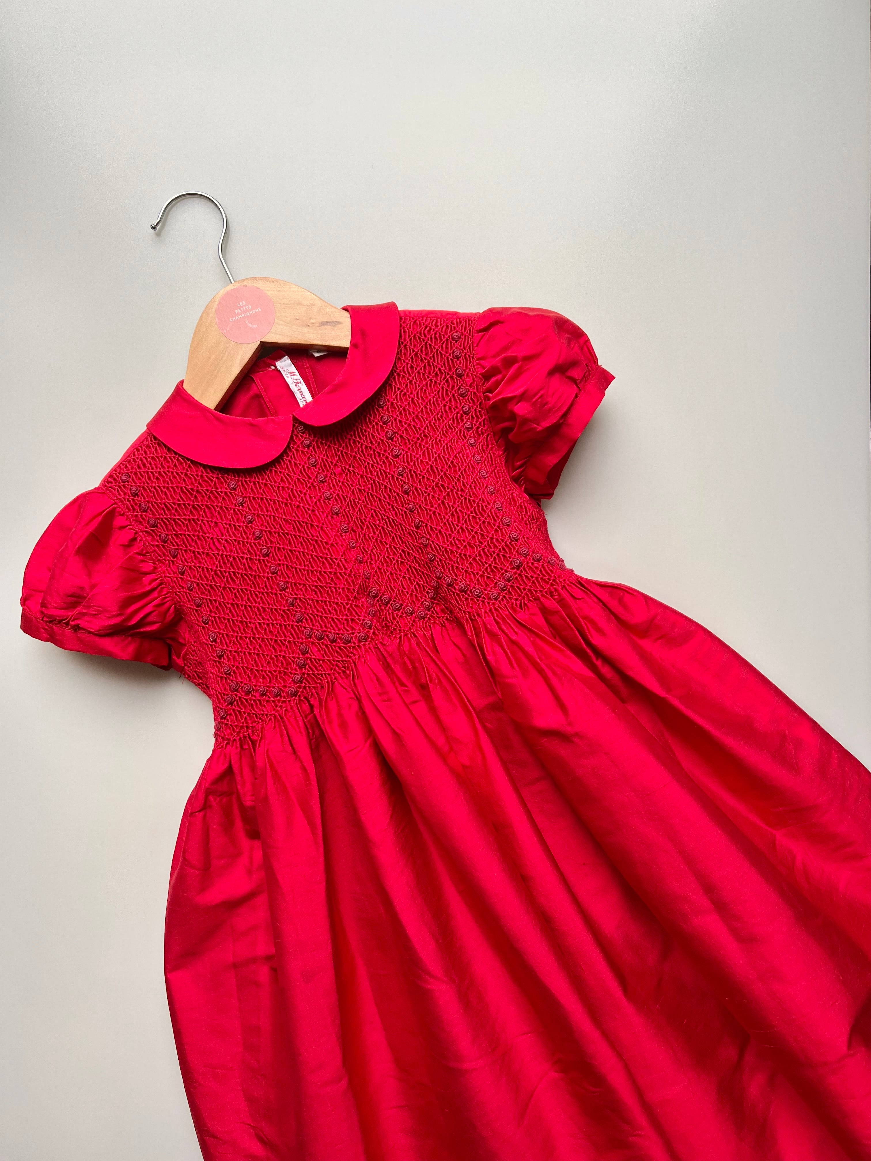 Traditional Hand Made Heirloom Silk Christmas Dress Age 4