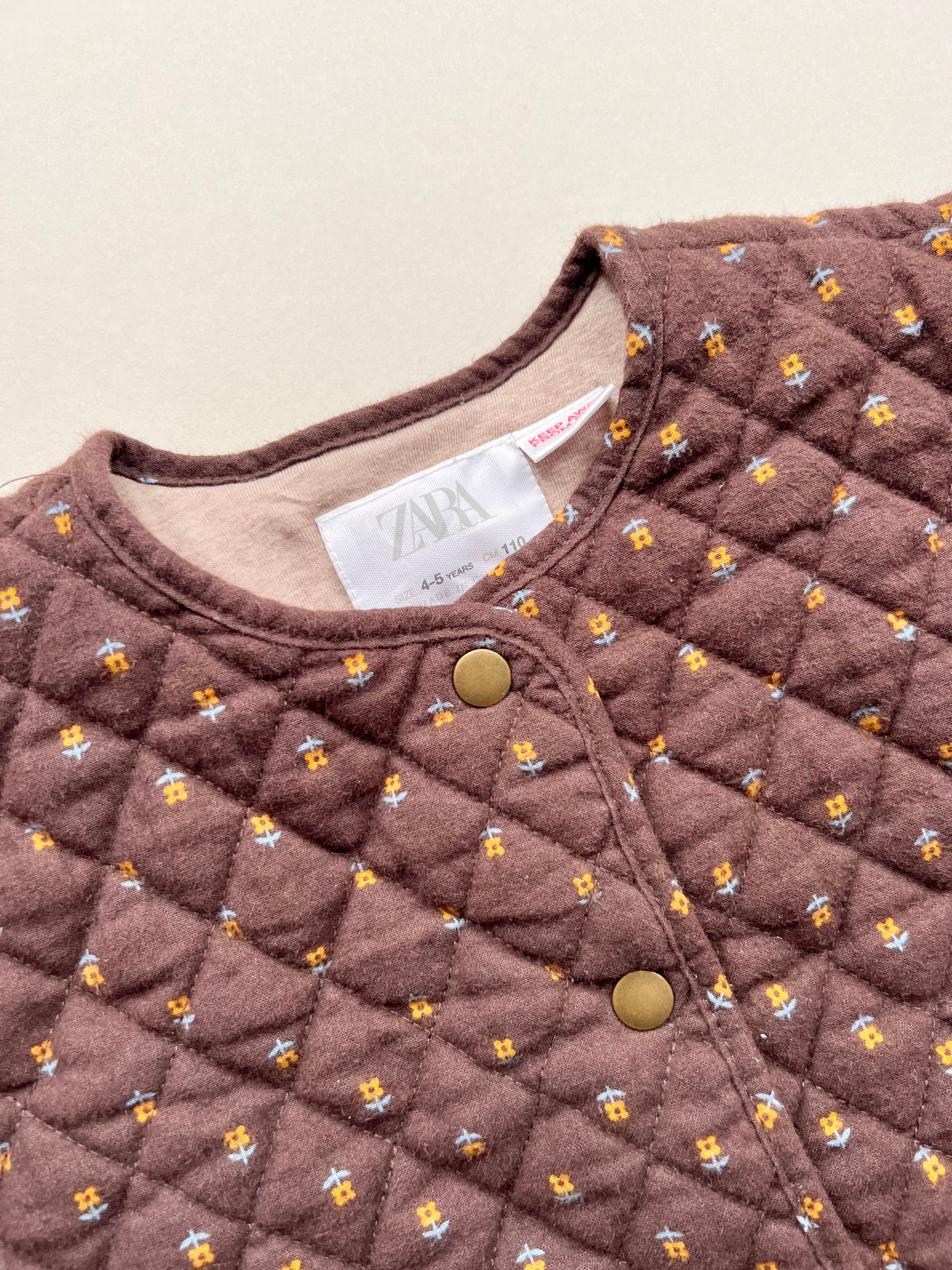 Zara Brown Floral Quilted Jacket Age 4-5