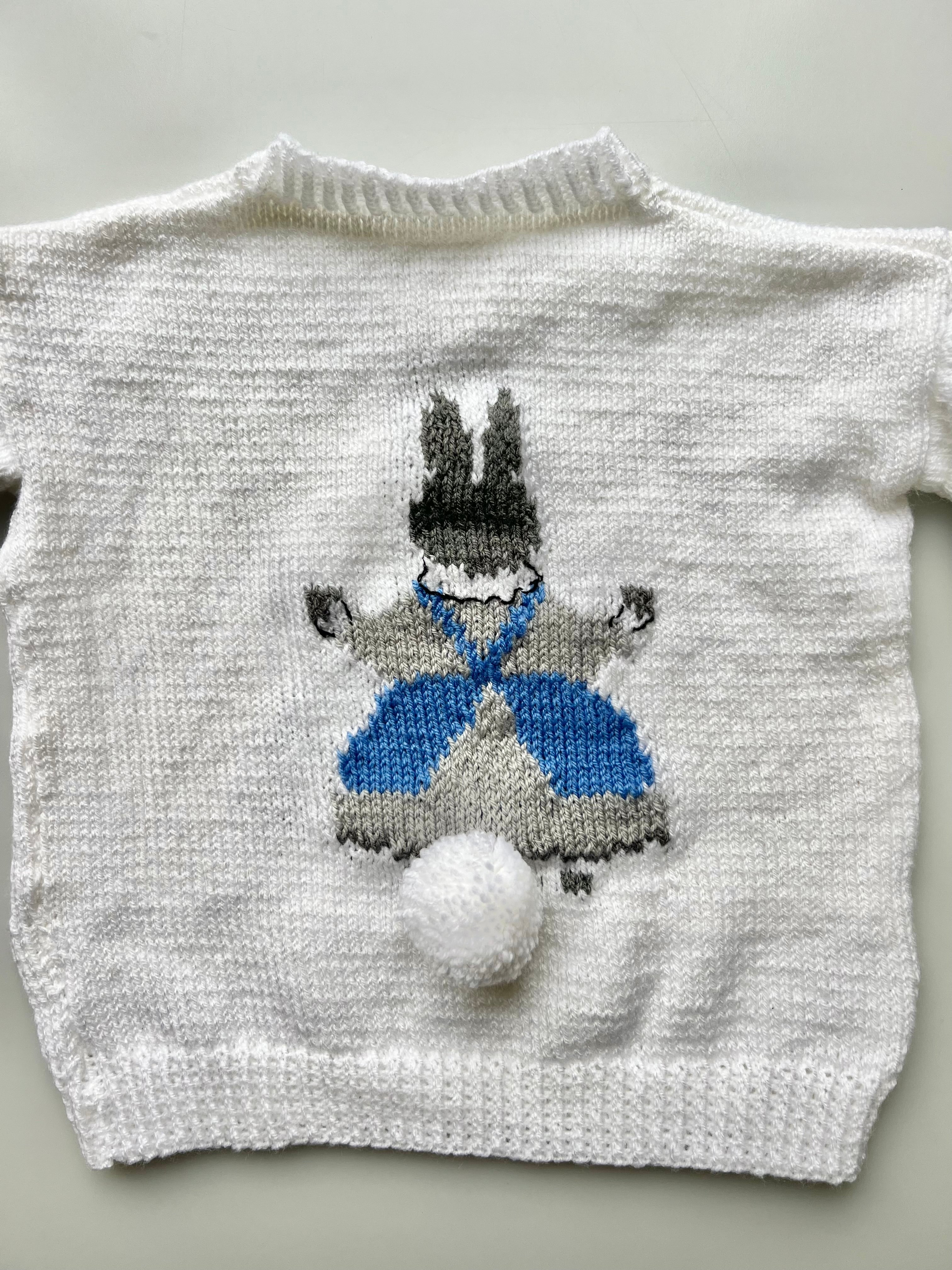 Hand Knitted Beatrix Potter Bunny Jumper Age 6-7