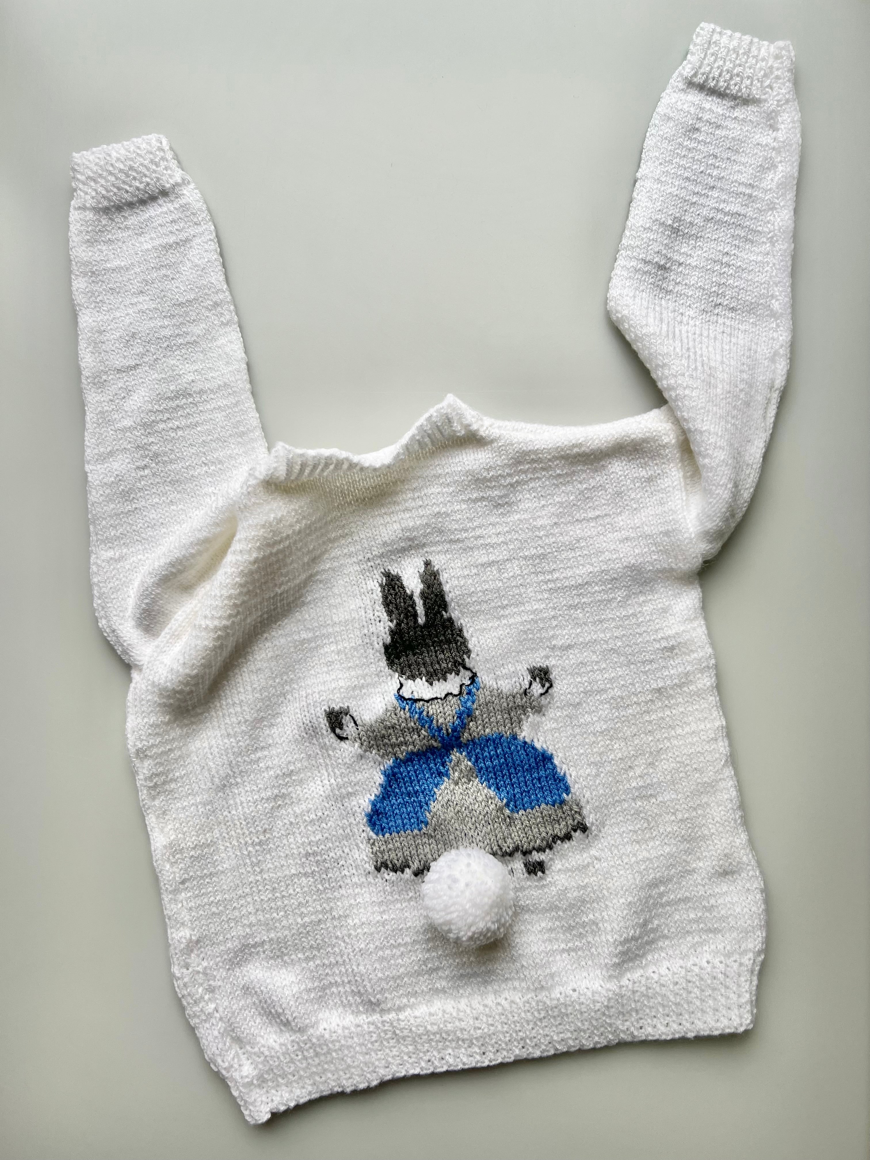 Hand Knitted Beatrix Potter Bunny Jumper Age 6-7