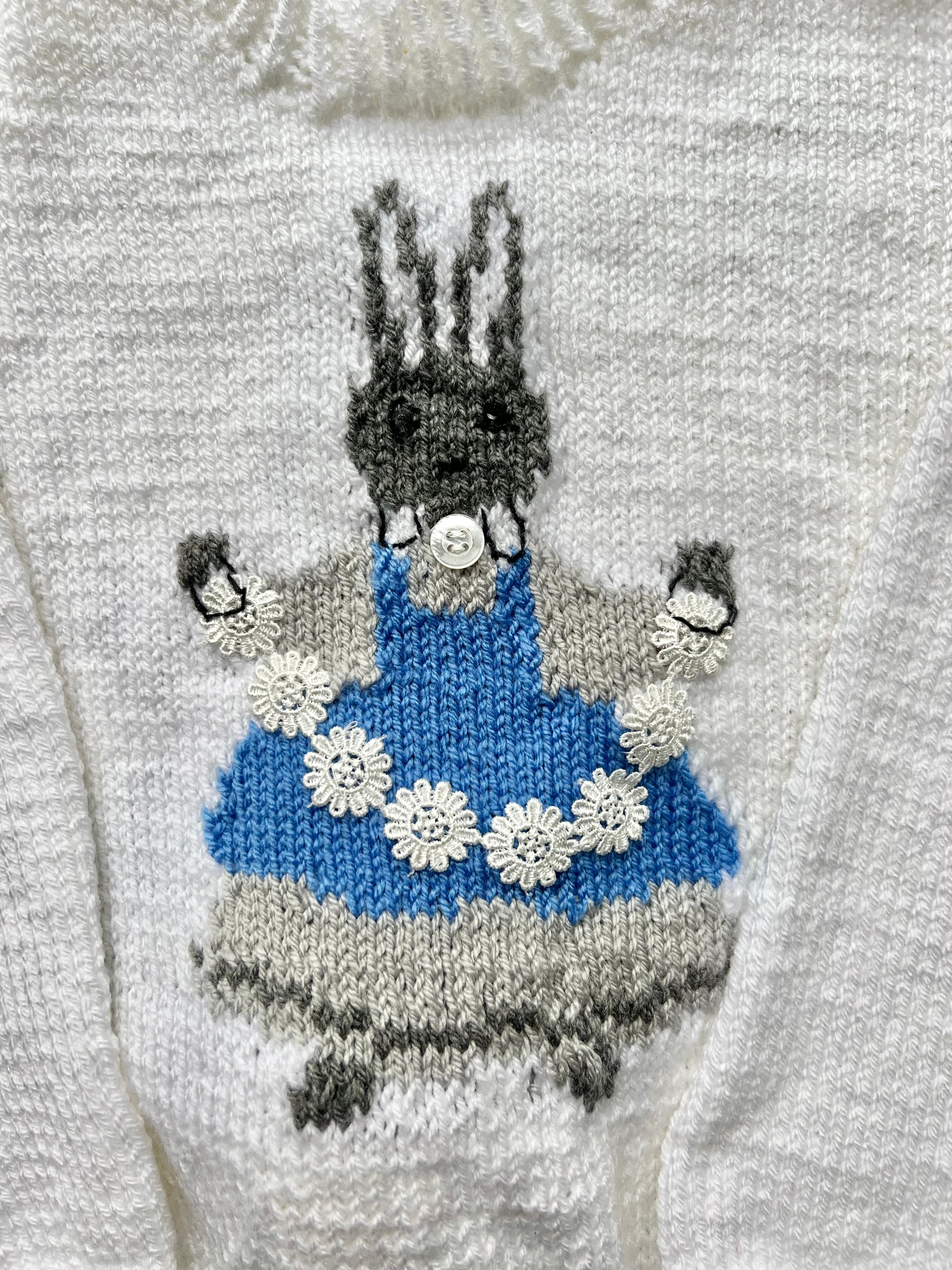 Hand Knitted Beatrix Potter Bunny Jumper Age 6-7