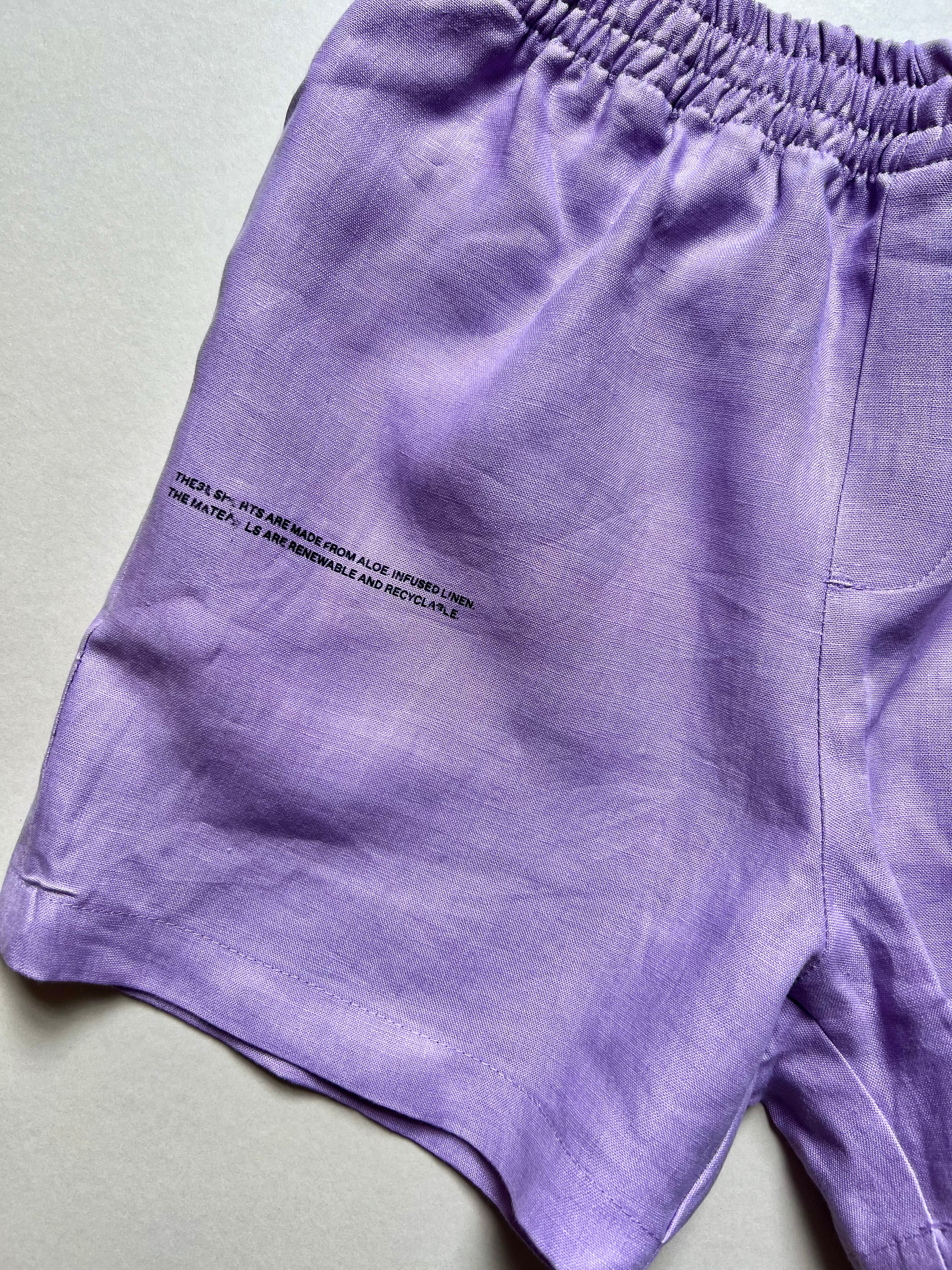 Pangaia Lilac Linen Shorts Age 7-8