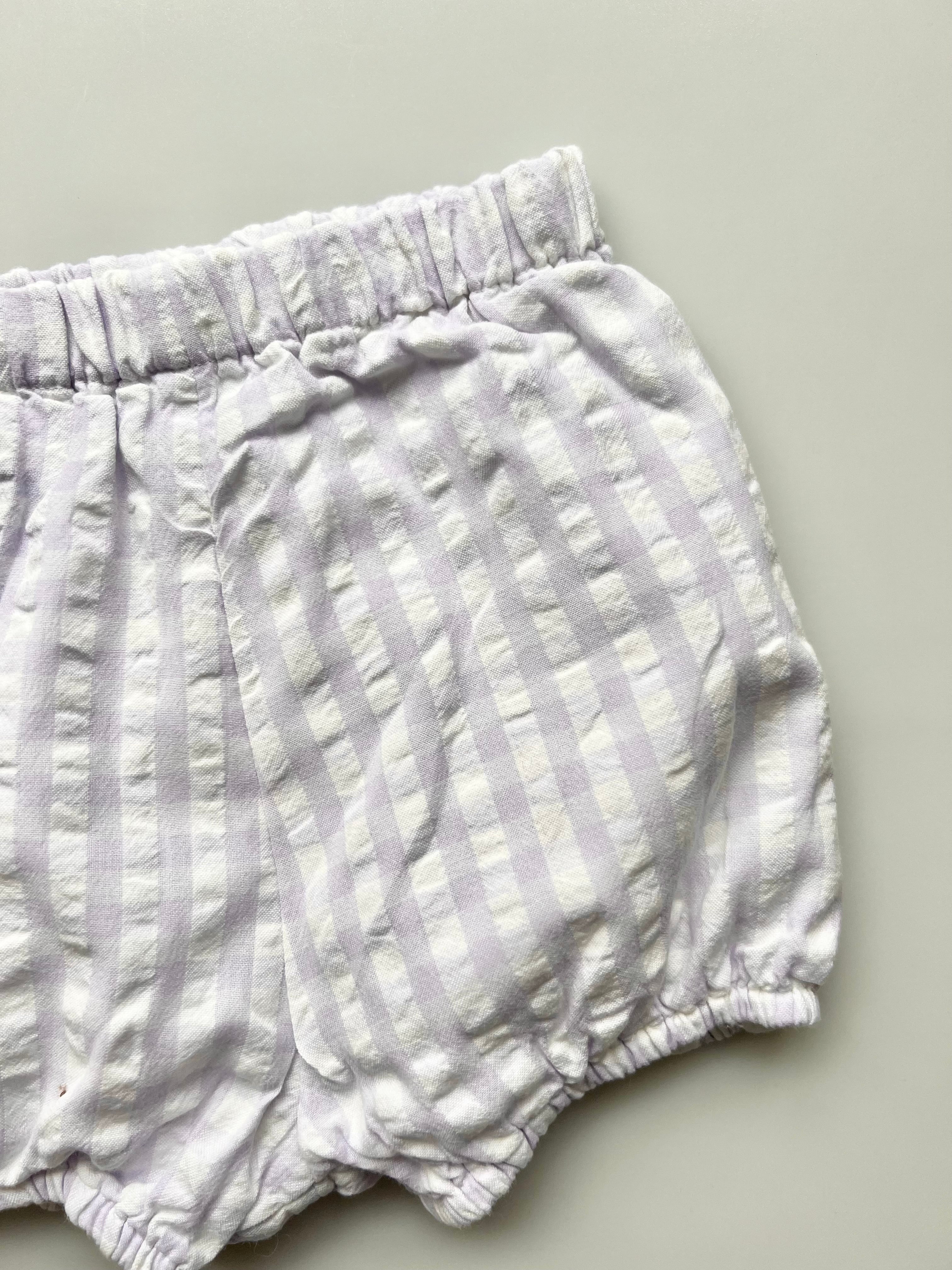 M&S Lilac Gingham Shorties 9-12 Months