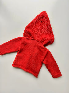 Hand Knitted Hooded Scarf Cardigan 3-6 Months