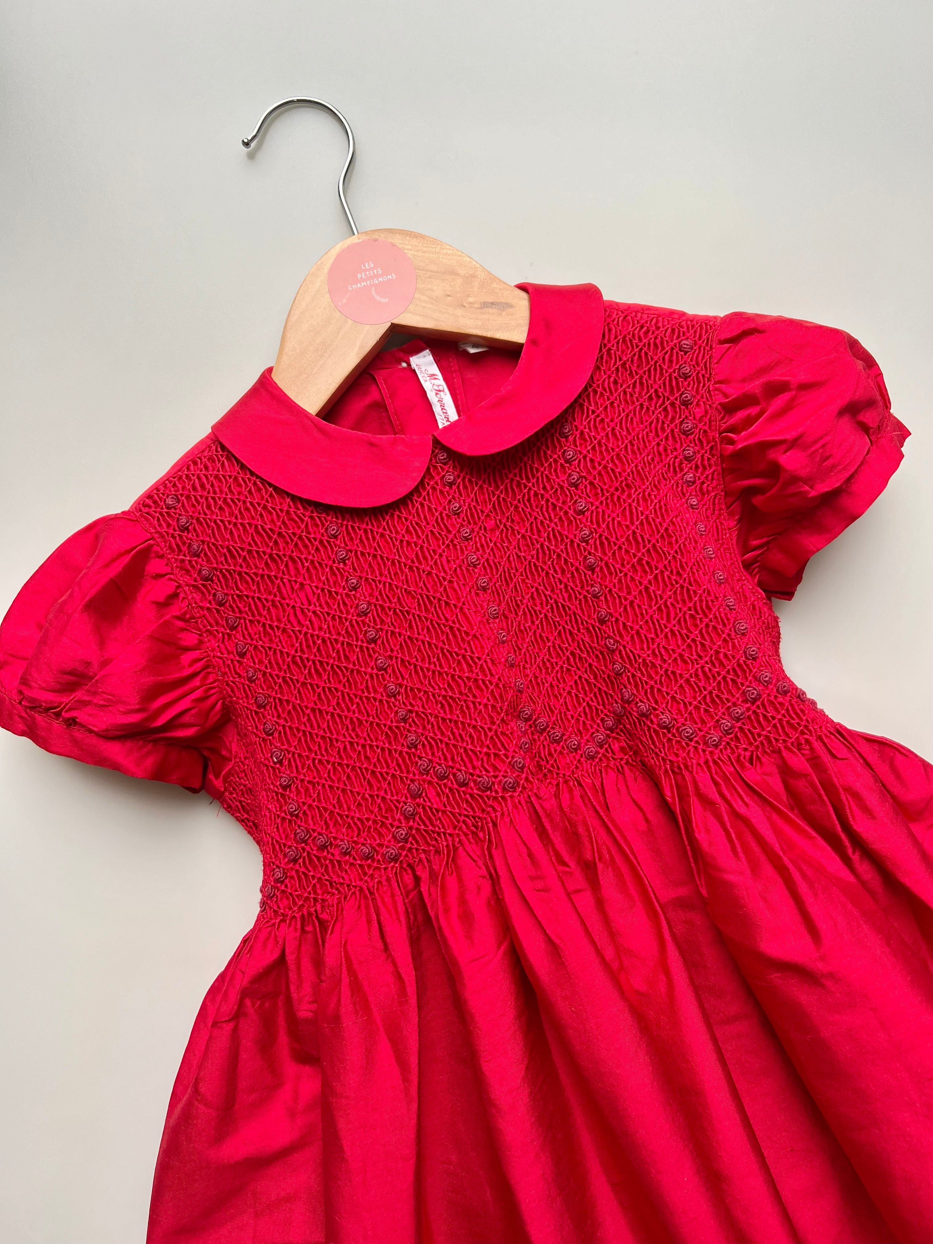 Traditional Hand Made Heirloom Silk Christmas Dress Age 4