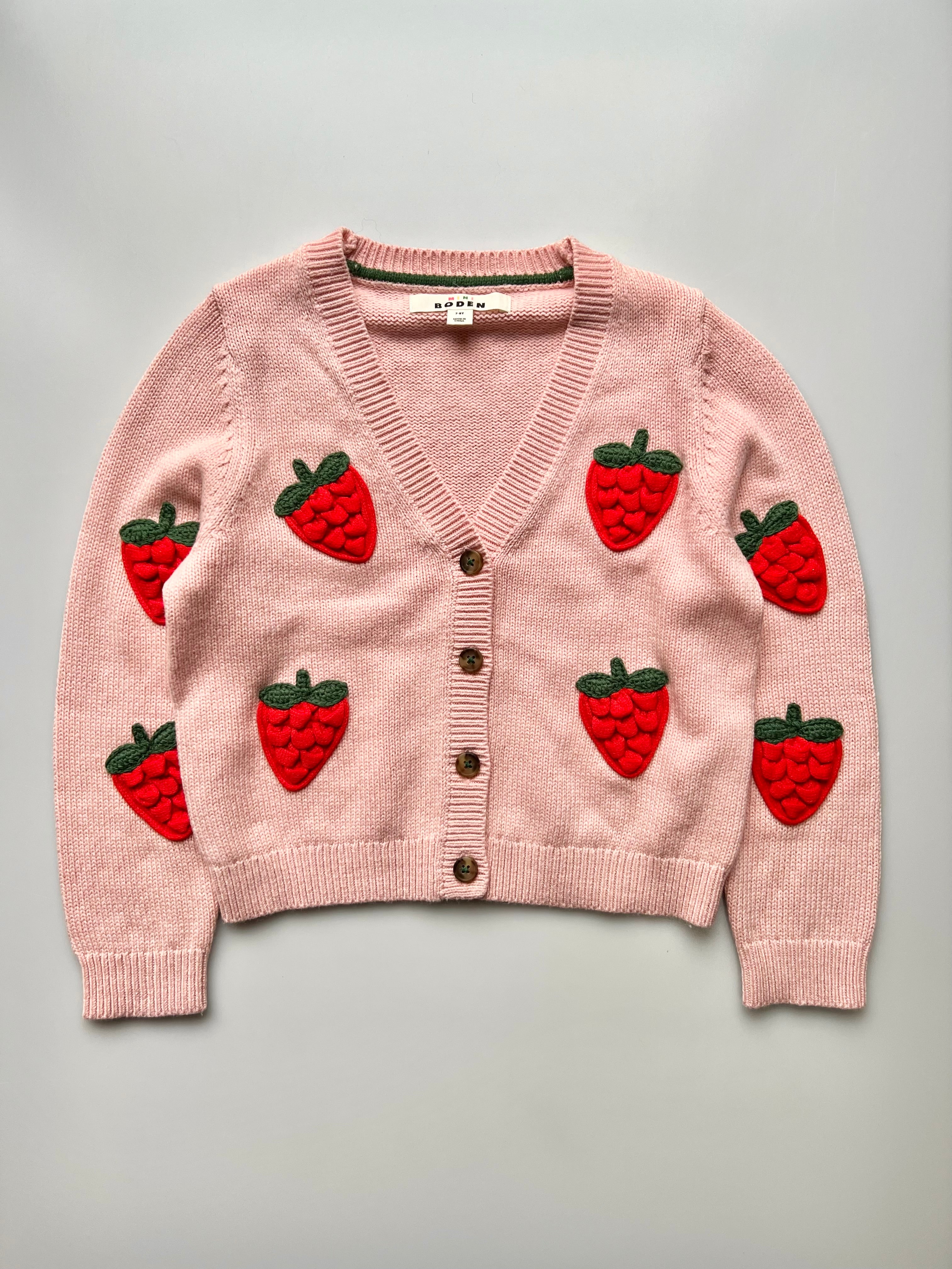 Mini Boden Strawberries Cardigan Age 7-8