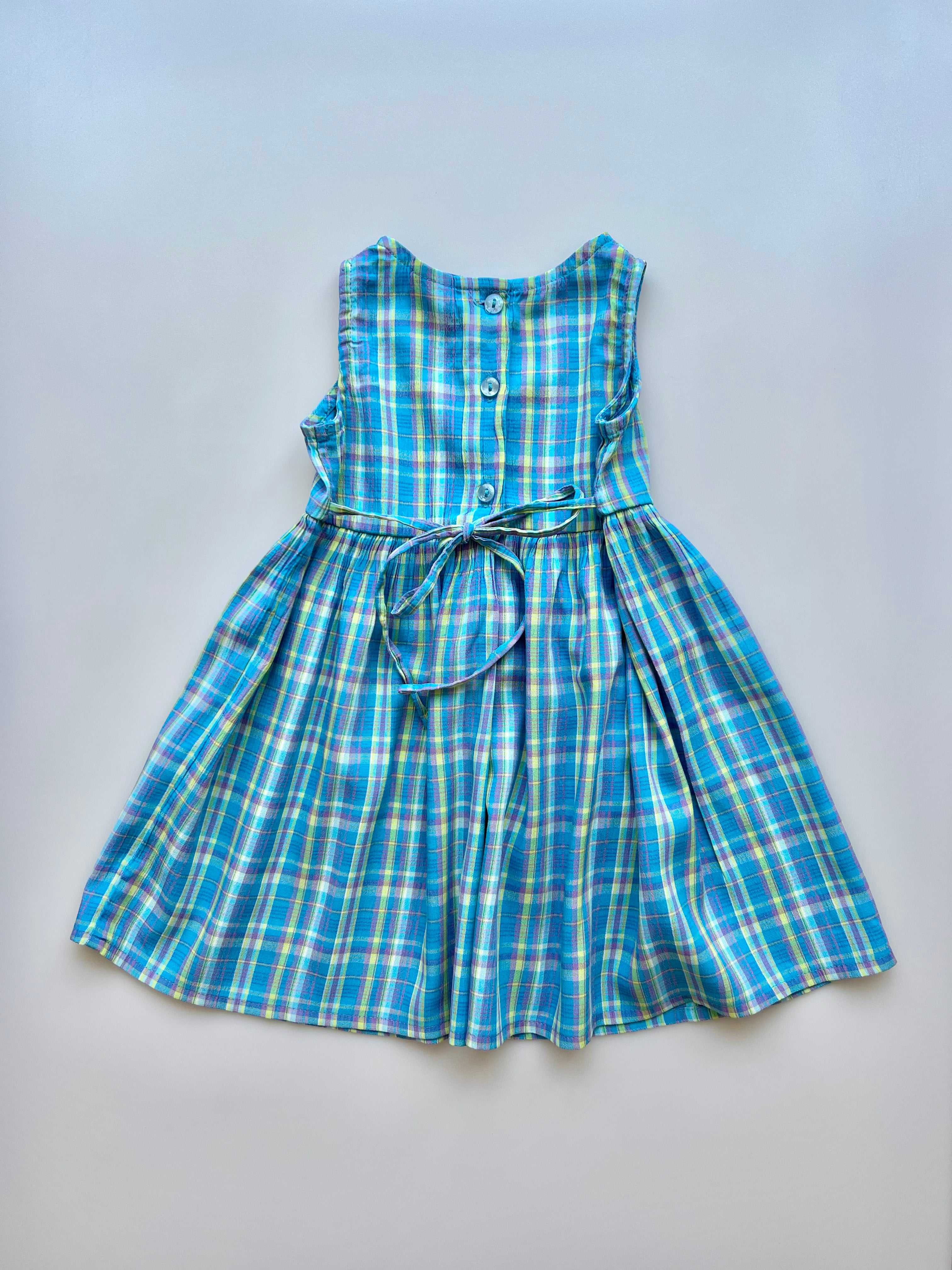 Vintage Blue Gingham Dress 12-18 Months